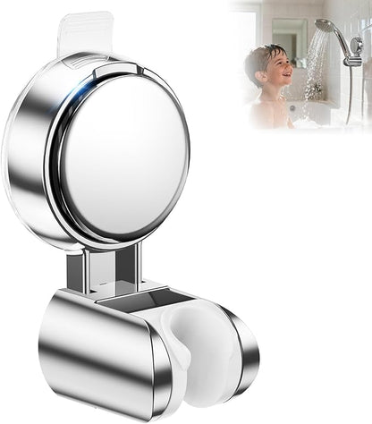 JOTPE Suction Cup Shower Head Holder, Adjustable No Drill Wall Mount Silver | 5-Angle Adjustable Shower Head Holder Fits Most Handheld Shower Heads, Reusable Suction Cup Mounts Without Drilling