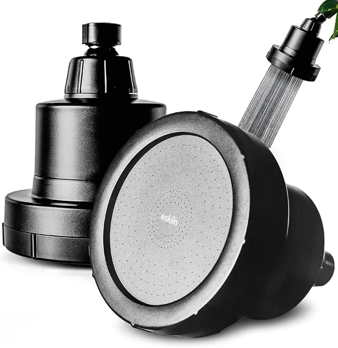 Filtered Shower Head - Best Shower Head With Filters For Healthy Hair & Skin - High Pressure Water Softener For Hard Water - Reduce Dandruff, Protect Colored Hair, And Soothe Dry Skin (Black)