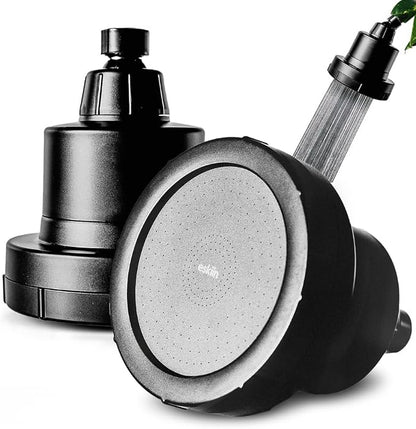 Filtered Shower Head - Best Shower Head With Filters For Healthy Hair & Skin - High Pressure Water Softener For Hard Water - Reduce Dandruff, Protect Colored Hair, And Soothe Dry Skin (Black)