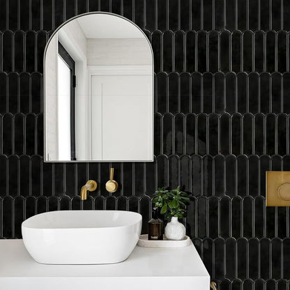 Commomy Thicker Black Peel and Stick Backsplash - 10 pcs of 12" x 12" - 3D Adhesive Peel and Stick Tiles Backsplash for Kitchen, Bathroom, Removable, Waterproof, Vinyl Wall Tile