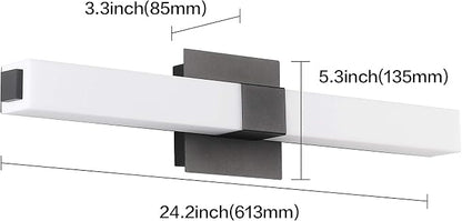 Bathroom Vanity Light Black - 24 inch Modern Vanity Lights for Bathroom - 18W LED Bath Lights Over Mirror Cool White Light 6000K