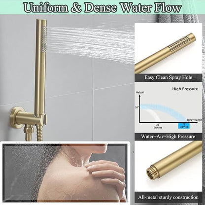 Hand Shower Round Wand Handheld Shower Spray High Pressure Single Function Luxury Hand Showerhead Brushed Gold