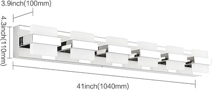 SOLFART Adjustable 6 Lights Black Bathroom Vanity Light Modern LED Vanity Light Fixtures Bathroom Lighting Fixtures for Mirror 41 inch 5 Color Dimmable 5CCT
