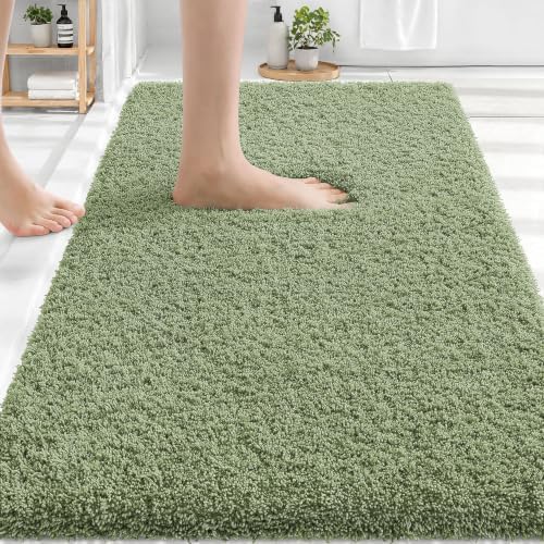 OLANLY Microfiber Bathroom Rugs 30x20, Ultra Soft Bath Mat, Sage Green