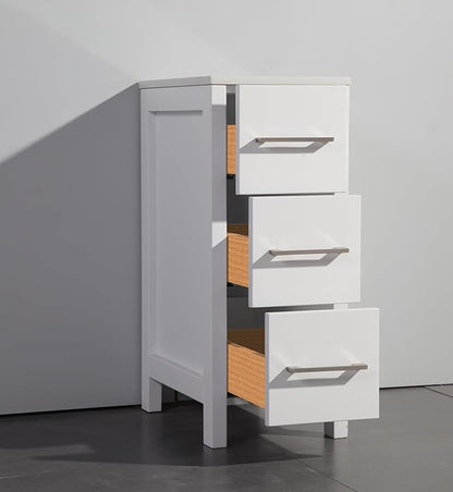Vanity Art 54 Inch Under Mount Single Sink Bathroom Vanity Cabinet with 1 Mirror, Ceramic Top Bathroom Cabinet Compact Set with 8 Dovetail Drawers and Brushed Nickel Handles, VA3030-54-W