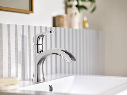 Moen Karis Chrome One-Handle Single Hole Bathroom Sink Faucet with Optional Deck Plate, 84346