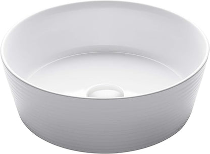 KRAUS Viva™ Round White Porcelain Ceramic Vessel Bathroom Sink, 15 3/4 in. D x 5 3/8 in. H, KCV-205GWH