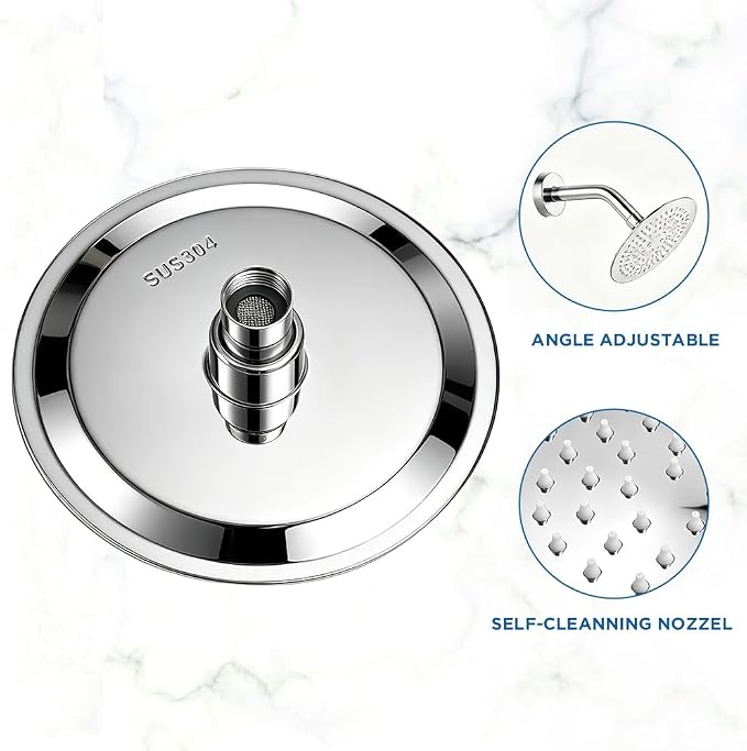 Chrome Shower Head and Faucet Set Complete with Valve Shower Fixtures with 6 Inch High Pressure Rain Shower Head Trim Kit for Standard Bathroom Upgrades - Regaderas Para Baño Modernas