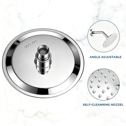 Chrome Shower Head and Faucet Set Complete with Valve Shower Fixtures with 6 Inch High Pressure Rain Shower Head Trim Kit for Standard Bathroom Upgrades - Regaderas Para Baño Modernas