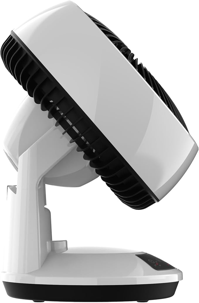 Lasko Whirlwind Orbital Motion Air Circulator Table Fan, 3 Speeds, Timer, Dark Mode, Remote Control for Small and Medium Sized Rooms, White, A12557