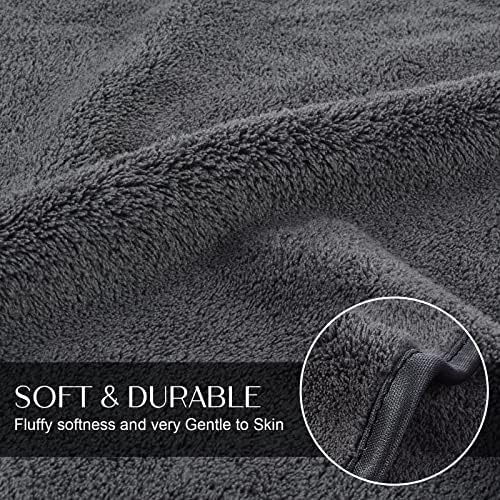 KinHwa Gray Hand Towels for Bathroom, Microfiber Face Towels, 16x30 Inch
