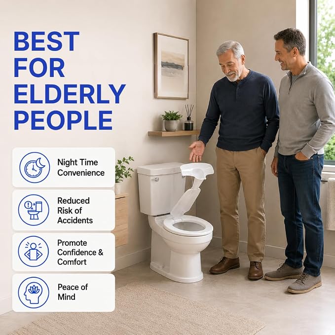 True Toilet® Toilet Seat with Urinal Attachment for Seniors, Special Needs & Medical Use – Splash-Free Hygiene Support Solution for Reduced Urine Splatter (Round)