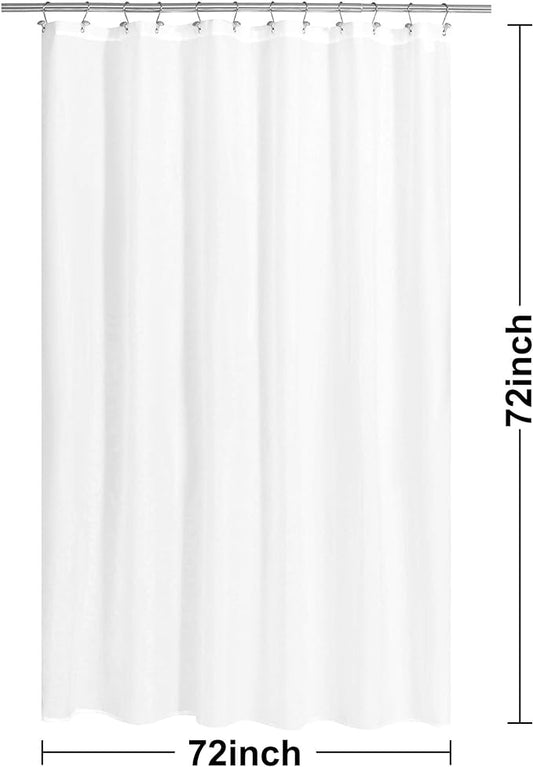 N&Y HOME Fabric Shower Curtain or Liner with Magnets - Soft Cloth Shower Liner with Hotel Quality, Machine Washable - White, 72x72