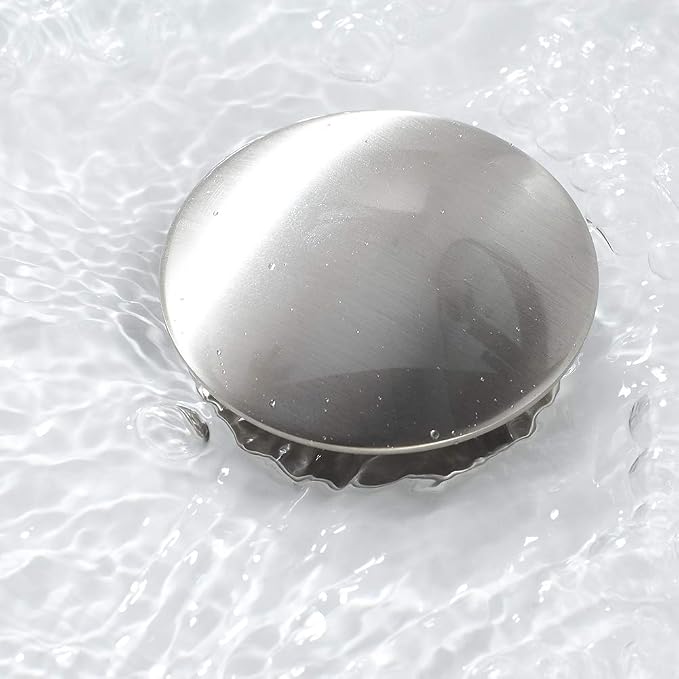 Bathroom Sink Drain with Strainer Basket Hair Catcher Anti-Explosion Anti Clog Pop Up Drain Stopper Vanity Vessel Sink with Overflow, Brushed Nickel