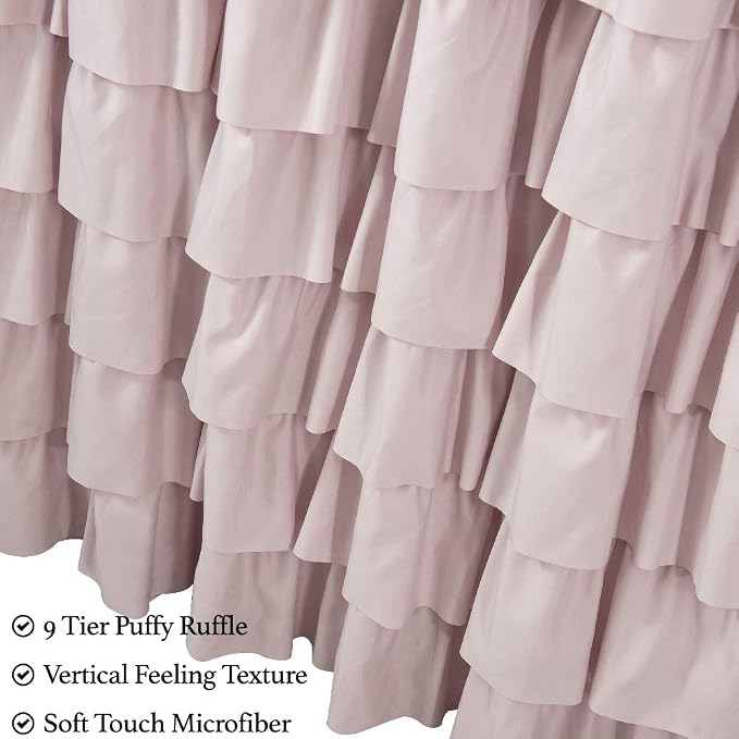 Mauve Shower Curtain for Bathroom, 72 W x 84 H, Cascading Tiered Ruffles | Coquette Feminine Aesthetic, 72x84, Soft Microfiber Fabric, 12 Hooks Inclouded, Machine Washable, Apartment Bathroom Upgrade