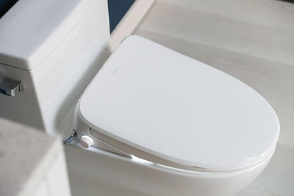ALPHA BIDET UX Pearl Bidet Toilet Seat in Elongated White | Ultra Low Profile | Endless Warm Water | Arced Stainless Steel Nozzle | LED Nightlight | Dryer | Deodorizer | 3 Year Warranty