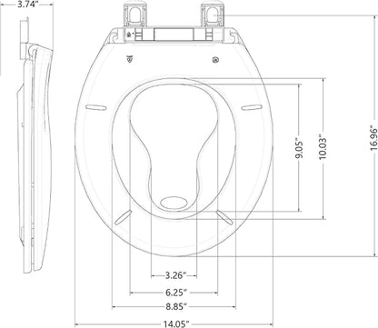 Potty Training Seat Built-In Toilet Seat, Round Toilet Seat 17 Inch with Baby Seat, 2 In 1 Soft Close Quiet No Slapping, Magnetic Absorption, Easy Installation for Bottom Fixing Toilet