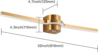 SOLFART Bathroom Light Fixtures 32 Inch Dimmable Bathroom Lights Brushed Bronze Vanity Lights for Bath LED Modern Wall Light D