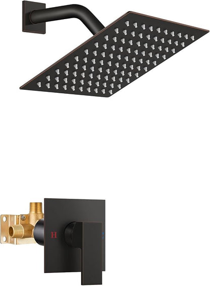Airuida Shower Faucet Set,8 Inch Shower Valve Kit,Oil Rubbed Bronze | Male Threads,Rough-in Valve Shower Trim Kit,Single Handle Control Shower Set