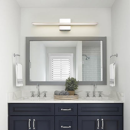 Chrome Vanity Lights for Bathroom 5CCT Dimmable Bathroom Lighting Fixtures Over Mirror Adjustable Lighting Angle Wall Light Fixtures 23.6 inch Long 18W LED Bar Light