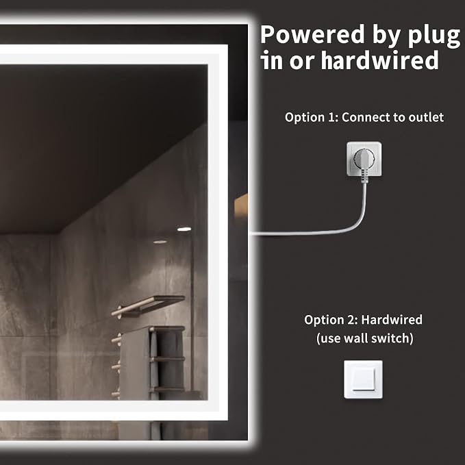 LOAAO 77X36 LED Bathroom Mirror with Lights, UL Listed | Anti-Fog, Dimmable, 3 Color Temperature, Backlit + Front Lit, Memory Function, Tempered Glass