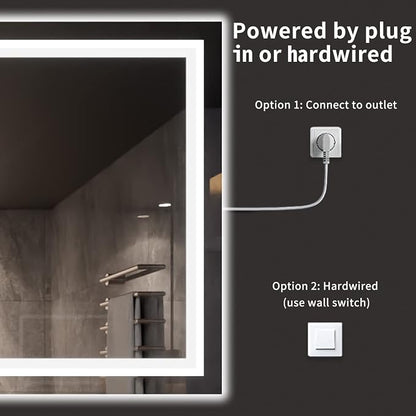 LOAAO 77X36 LED Bathroom Mirror with Lights, UL Listed | Anti-Fog, Dimmable, 3 Color Temperature, Backlit + Front Lit, Memory Function, Tempered Glass