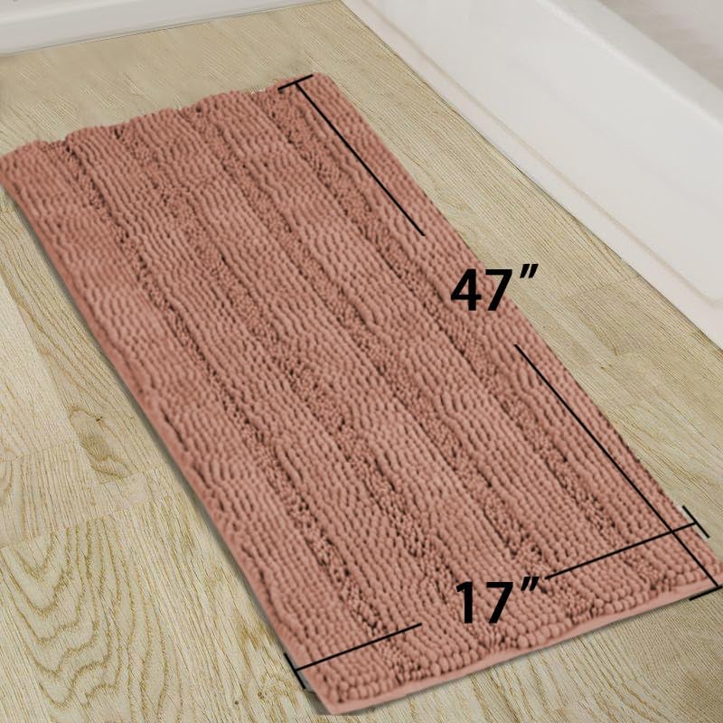 Turquoize Bathroom Runner Rug 17"x47", Soft Absorbent Chenille Bath Rug