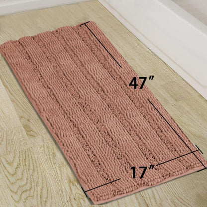 Turquoize Bathroom Runner Rug 17"x47", Soft Absorbent Chenille Bath Rug