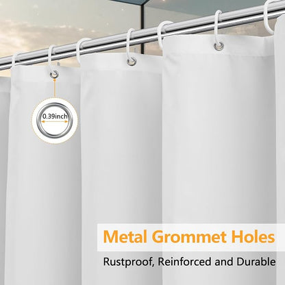 Seenus 60''W Waterproof Fabric Shower Curtain Liner with 3 Large Magnets, 60 x 76 Inch Washable Cloth Shower Liner Extra Long, White Lightweight Bath Curtain for Walk in Shower