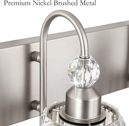 Ralbay Crystal Bathroom Vanity Light Brushed Nickel Modern 5 Light Bathroom Wall Lighting Fixtures Over Mirror