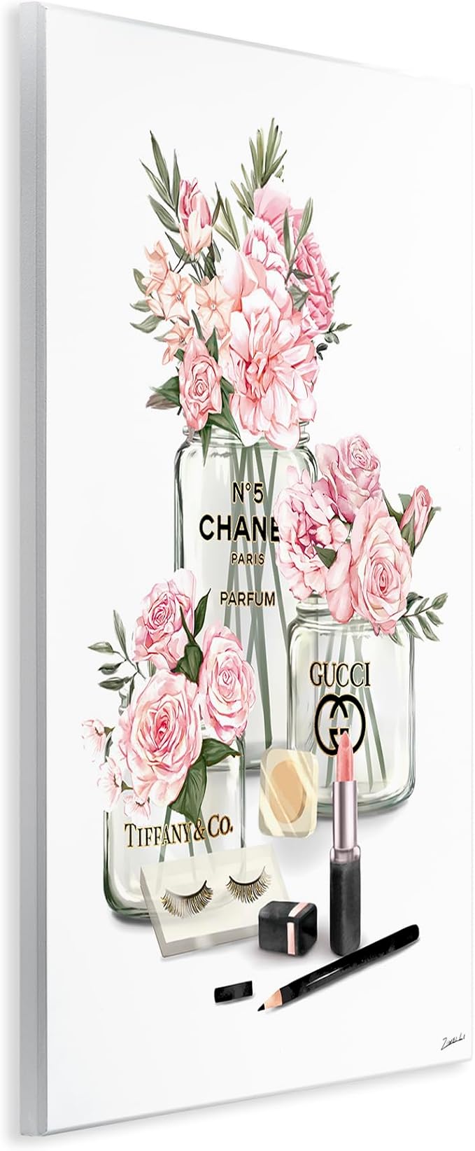Glam Rose Florals Fashion Jars, 10 x 15 Inch Mounted Print on Wall Plaque | Stupell Industries · By Ziwei Li · Ready to hang · Giftable accent for beauty inspired spaces · Made in USA