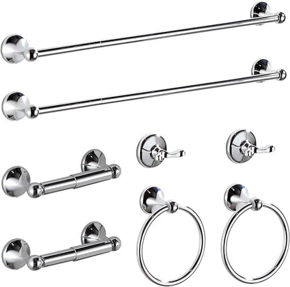 BGL Bathroom Hardware Set Chrome Adjustable Expandable Bath Towel Bars Bathroom Accessory Set Towel Racks 8-Pieces Wall Mount