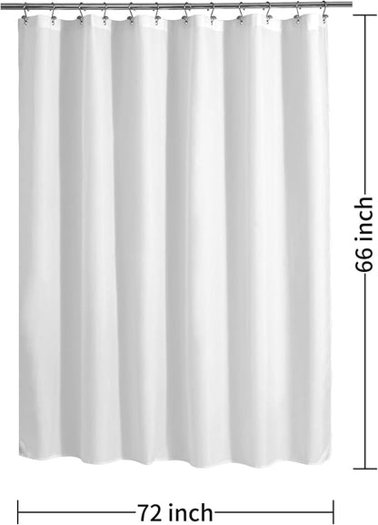 ALYVIA SPRING 72x66 Short Waterproof Fabric Shower Curtain or Liner White | 2 Magnets, Soft Cloth & Hotel Quality, Machine Washable, Light-Weight, Short Size