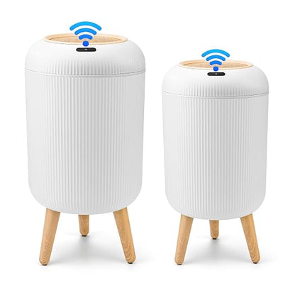 Pukomc 2 Pack Automatic Trash Can 12L /3 Gallon and 10L /2.64 Gallon | Bathroom Trash Bin with Lid Touchless Small Smart Motion Sensor Garbage Cans for Kitchen, Bathroom,Living Room and Bedroom