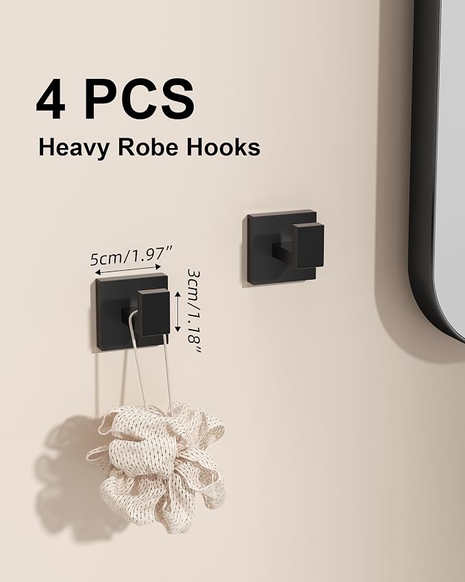 10-Piece Matte Black Bathroom Hardware Set with 16'' Towel Bar, Wall Mounted Bathroom Accessories Kit with 16" Towel Bar ×2, Toilet Paper Holders×2, Towel Rings×2, Robe Hooks×4
