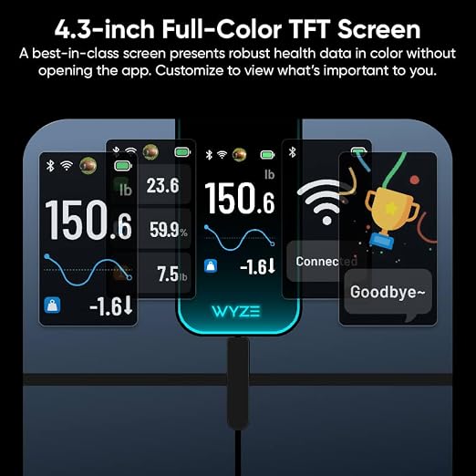 Wyze Scale Ultra Smart Scale for Body Weight, BMI & Muscle Mass | Wi-Fi & Bluetooth Sync, 4.3" Color Display, Tracks 13 metrics, Heart Rate Tracking, Baby/Pet/Luggage Mode, 400lbs Capacity