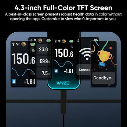 Wyze Scale Ultra Smart Scale for Body Weight, BMI & Muscle Mass | Wi-Fi & Bluetooth Sync, 4.3" Color Display, Tracks 13 metrics, Heart Rate Tracking, Baby/Pet/Luggage Mode, 400lbs Capacity