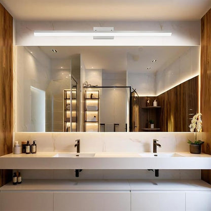 48-Inch Modern LED Bathroom Lights Fixtures, Dimmable 48W 6000K Cool White Makeup Vanity Lighting, Brushed Nickel Vanity Light, Adjustable Bathroom Light Bar Over Mirror