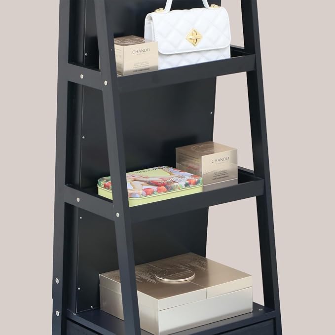 Full Length Jewelry Cabinet Standing With Built-In Mirror Jewelry Armoire With Mirror Drawers, Lockable Storage Mirror With Storage Racks Black