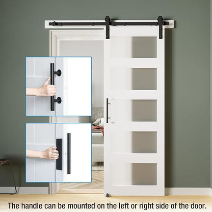 34in x 84in 5-Panel Sliding Glass Barn Door with 4ft Hardware Kit | Easy Assembly with Pre-Drilled Holes, Waterproof, Frosted Glass for Bathroom-Fit Max Opening 32in x 82in