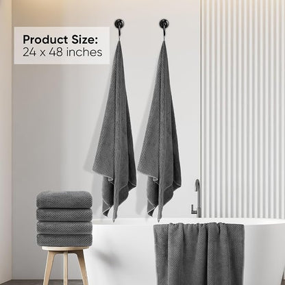 HOMEXCEL 6PK Bath Towel Set, 24x48 in, Absorbent&Quick Dry Towels for Hotel | Ultra Soft, Lightweight Towels for Bathroom, Spa and Beauty Parlor, Grey