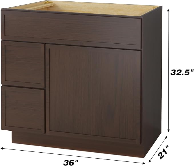 HomeBeyond 72 Inches Bathroom Vanity Base Cabinet Without Sink, Double Sink Top with Door & Soft Closing Drawers, Sturdy Floor Mounted Cabinet 2-Door 4-Drawer, Brown