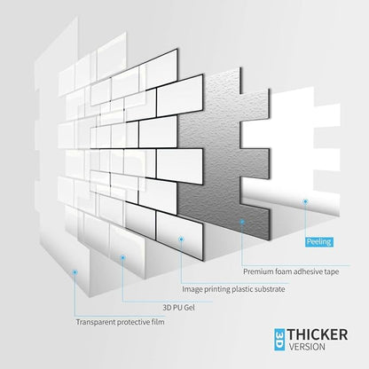 Art3d Peel and Stick Backsplash for Kitchen White Subway (10 Tiles, Thicker Design) | Thickened Design, No Warping, Durable, Self-Adhesive, Sturdy, for Kitchen, Bedroom, Ideal for New Home Buyers, Future Movers