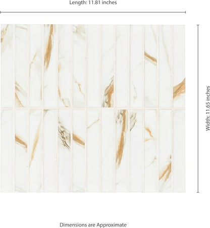 MSI Calacatta Gold Stack Pattern Matte Porcelain Mosaic Floor and Wall Tile for Bathroom, Kitchen Backsplash, Accent Wall Tile, Sample