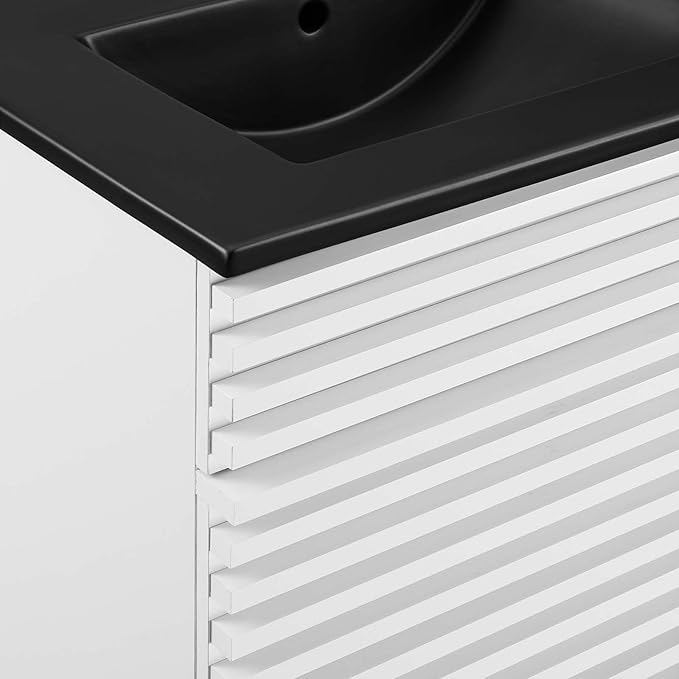 Modway Render 48" Double Bathroom Vanity in White Black