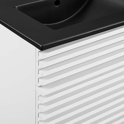 Modway Render 48" Double Bathroom Vanity in White Black