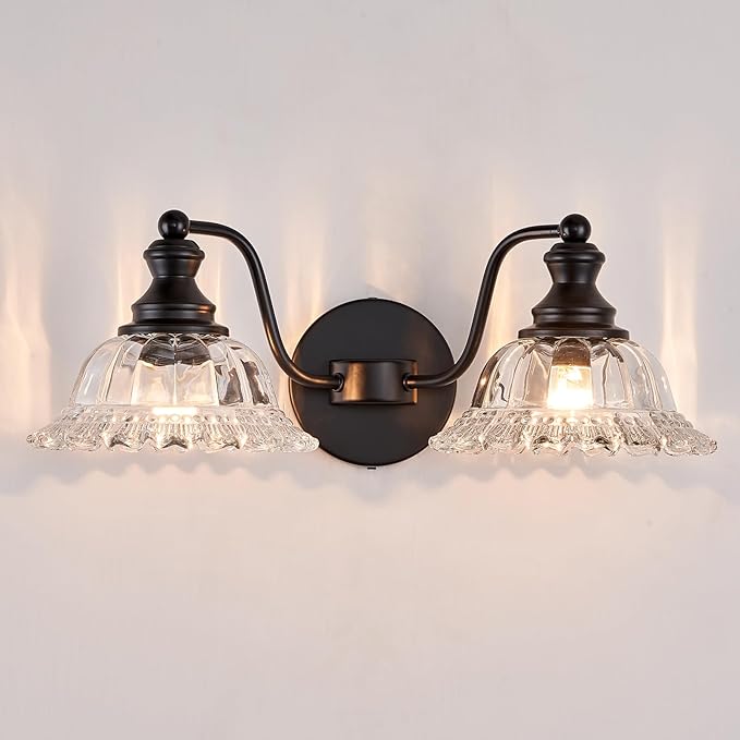 Farmhouse Bathroom Light Fixtures Black Vanity Lights for Bathroom 2 Light Vanity Light Fixtures