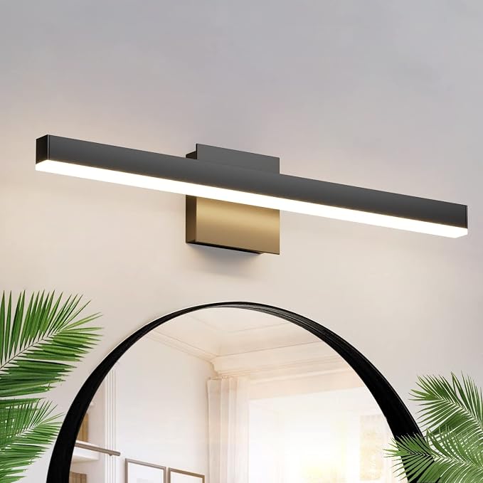 Aipsun 23.6 inch Modern Black Vanity Light LED Bathroom Vanity Light Fixtures Black Wall Light for Bathroom (Warm White 3000K)