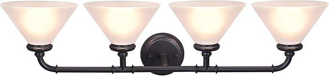 Aspen Creative 62148, Four Metal Bathroom Light Fixture, 6-1/2" Wide, Transitional Design in Oil Rubbed Bronze with Frosted Glass Shade Vanity Wall