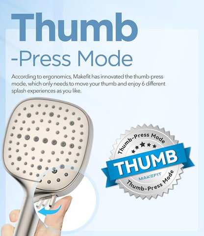 MakeFit Filtered Shower Head with Handheld, 7 Modes High Pressure Handheld Showerhead with Filters, Detachable Shower Heads Water Softener Filters Beads for Hard Water - Remove Chlorine & Heavy Metals